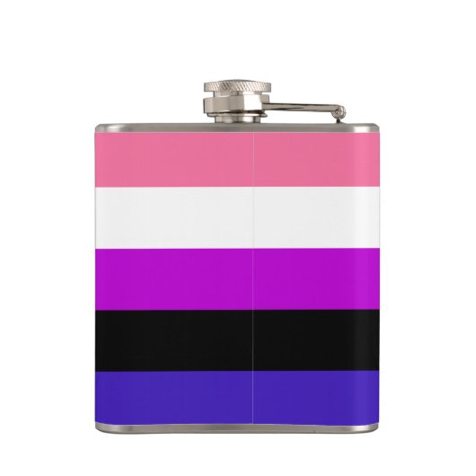 Flasche mit dem Flag Genderfluidität Flachmann (Rückseite)