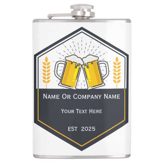 Flasche mit dem Logo "Custom Craft Beer" Flachmann (Vorderseite)