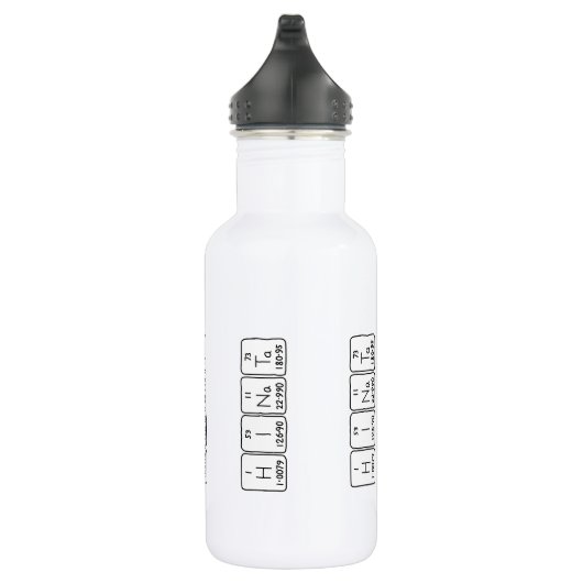 Flasche mit dem Namen des Wassers Trinkflasche (Rechts)