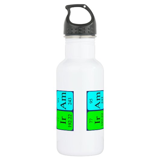 Flasche mit dem periodischen Tafelnamen Iram Trinkflasche (Rückseite)