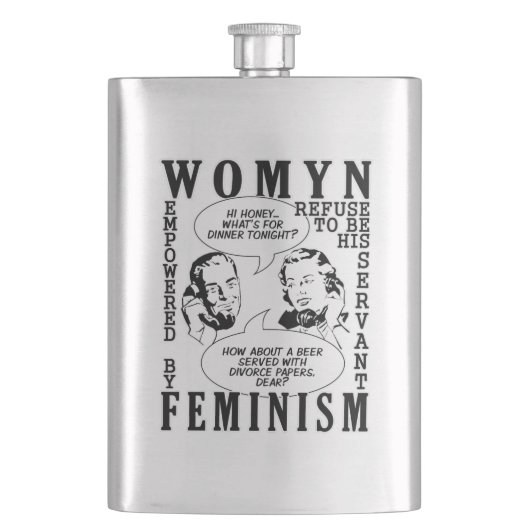 Flasche mit feministischem Spaß Flachmann (Vorderseite)
