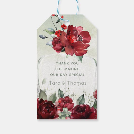 Flasche mit Gastgeschenk Hochzeit von Peonies - la Geschenkanhänger (Rückseite)