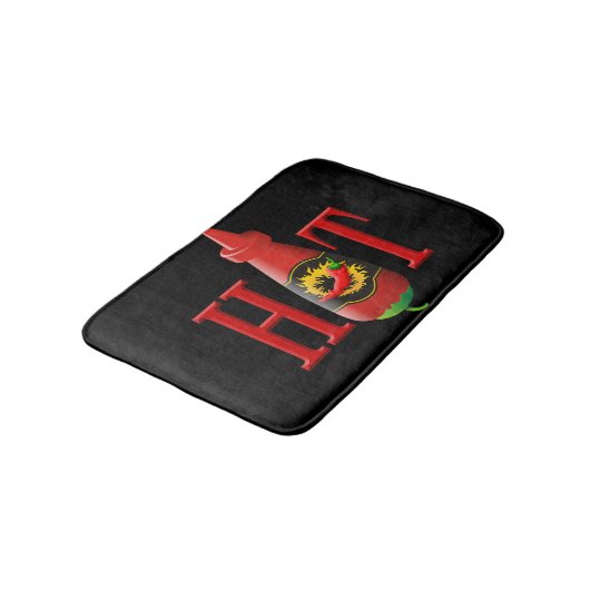 Flasche mit heißer Soße Badematte (Schrägansicht)