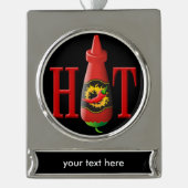 Flasche mit heißer Soße Banner-Ornament Silber (Vorderseite)