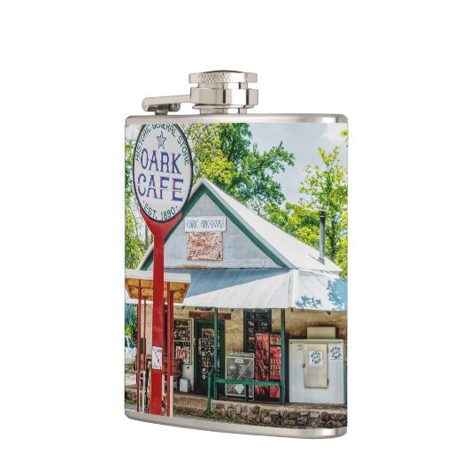 Flasche mit historischem Oark Flachmann (Links)