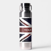 Flasche mit isoliertem Wasser auf der Flagge der e (Vorne)