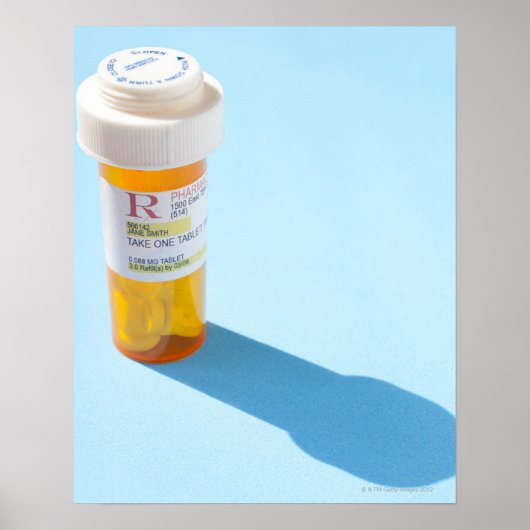 Flasche mit Medikamenten Poster (Vorne)