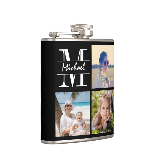 Flasche mit mit Monogramm Foto hochladen Flachmann (Rechts)