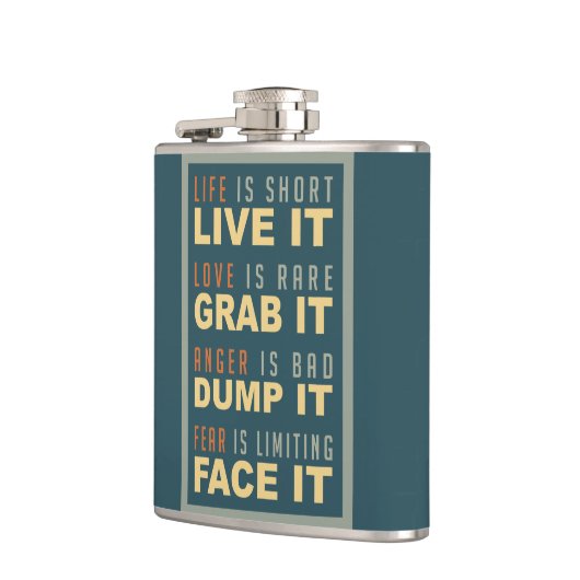 Flasche mit motivierend Lebensberatungen Flachmann (Links)