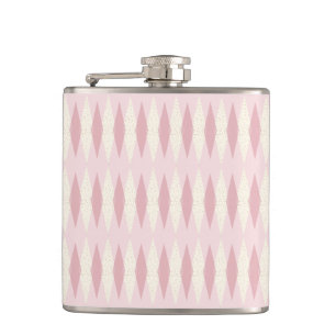 Flasche mit rosa Argyle-Vinylfolie im modernen Sti Flachmann