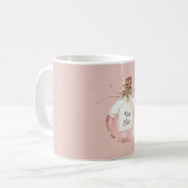 Flasche mit rosa Rosenelixier Kaffeetasse (Vorderseite Links)