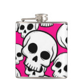 Flasche mit rosa Totenkopfmuster Flachmann (Vorderseite)