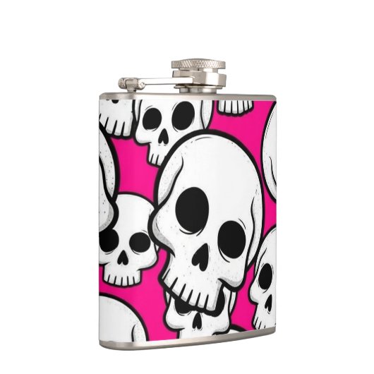 Flasche mit rosa Totenkopfmuster Flachmann (Rechts)