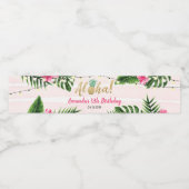 Flasche mit rosa Tropenwasser Wasserflaschenetikett (Einzelnes Label)