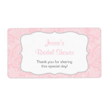 Flasche mit rosa und grauem Damast