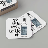 Flasche mit Rum-Untersetzer