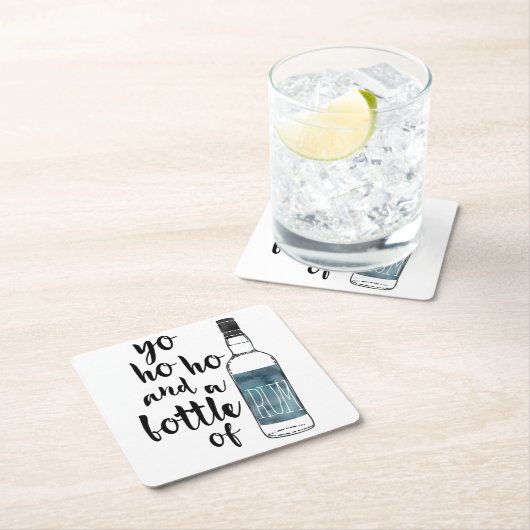 Flasche mit Rum-Untersetzer Rechteckiger Pappuntersetzer (Vor Ort)