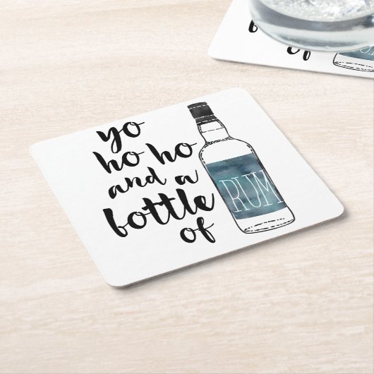 Flasche mit Rum-Untersetzer Rechteckiger Pappuntersetzer (angewinkelt)