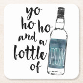 Flasche mit Rum-Untersetzer Rechteckiger Pappuntersetzer (Vorderseite)