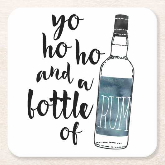 Flasche mit Rum-Untersetzer Rechteckiger Pappuntersetzer (Vorderseite)