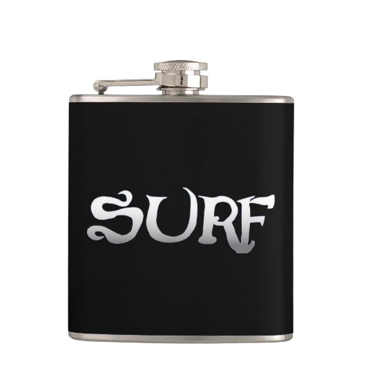 Flasche mit schwarzem Surf Flachmann (Vorderseite)