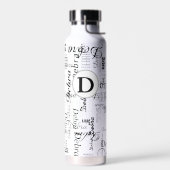 Flasche mit schwarzem und weißem Wasser mit Name (Links)