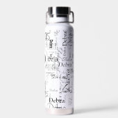 Flasche mit schwarzem und weißem Wasser mit Name (Rückseite)