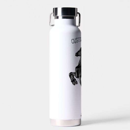 Flasche mit schwarzem Wildpferd - Ihr Text (Vorne)