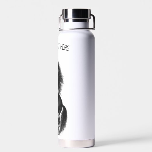 Flasche mit schwarzem Wildpferd - Ihr Text (Rückseite)