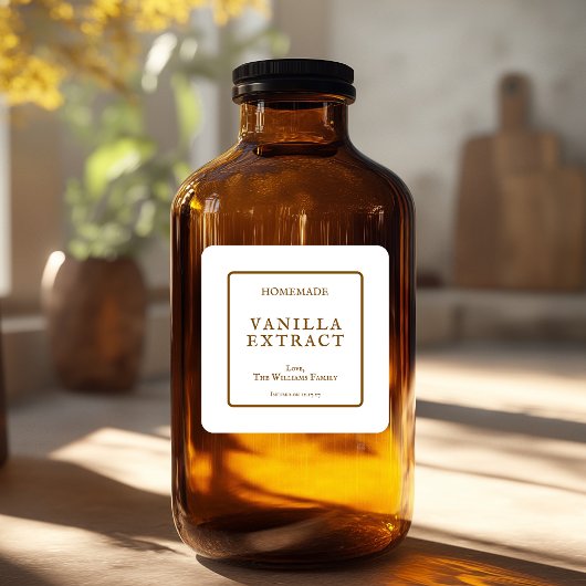 Flasche mit selbstgemachtem Vanille-Extrakt Aufkle Quadratischer Aufkleber