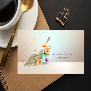 Flasche mit Spray-Reinigungsdiensten für das Gold- Visitenkarte