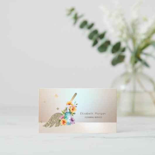 Flasche mit Spray-Reinigungsdiensten für das Gold- Visitenkarte (Stehend Vorderseite)