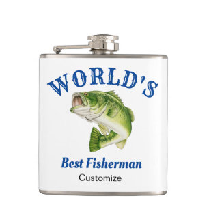 Flasche mit Vinyl-Ummantelung 'Bester Fischer der  Flachmann