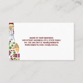 Flasche mit Weinzusammensetzung Visitenkarte (Rückseite)