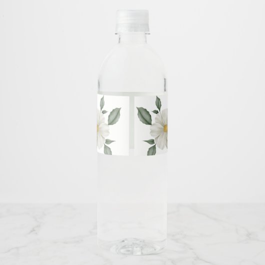 Flasche mit weißem Flor Brautwasser Wasserflaschenetikett (Rückseite)