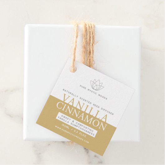 Flasche mit weißem Vanilla-Diffusor Geschenkanhänger (Beispiel)