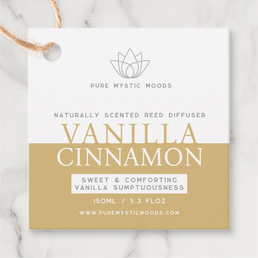 Flasche mit weißem Vanilla-Diffusor Geschenkanhänger (Vorderseite)