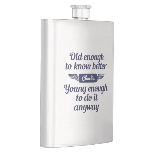 Flasche "Old & Young" mit individuelle Name Flachmann (Rechts)