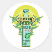 Flasche Olivenöl Runder Aufkleber (Vorderseite)