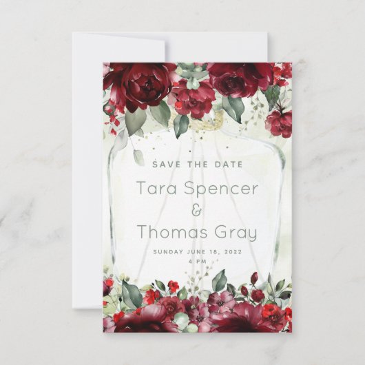 Flasche Peonies Hochzeit speichern Sie die Datumsk Save The Date (Vorderseite)