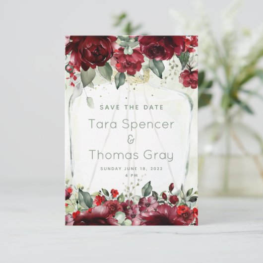 Flasche Peonies Hochzeit speichern Sie die Datumsk Save The Date (Stehend Vorderseite)