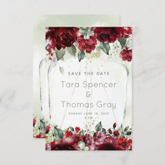 Flasche Peonies Hochzeit speichern Sie die Datumsk Save The Date (Vorne/Hinten)
