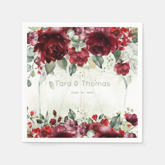 Flasche Peonies Hochzeitcocktail Napkins Serviette (Vorderseite)