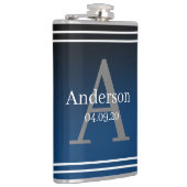 Flasche - Personalisierter blauer Anfangsbuchstabe Flachmann (Rechts)