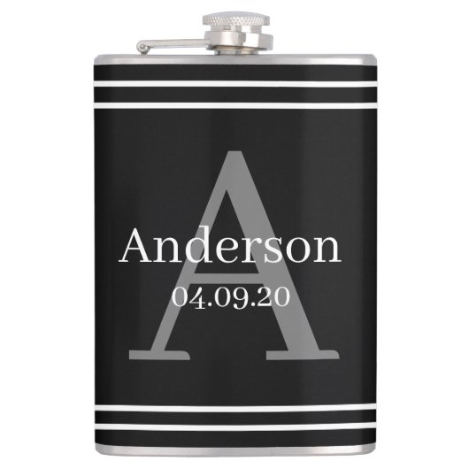 Flasche - Personalisierter schwarzer Nachname Anfa Flachmann (Vorderseite)