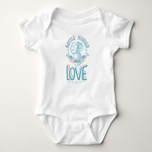 Flasche pflegte mit Liebe-Bodysuit-Rosa/Blau Baby Strampler (Vorderseite)