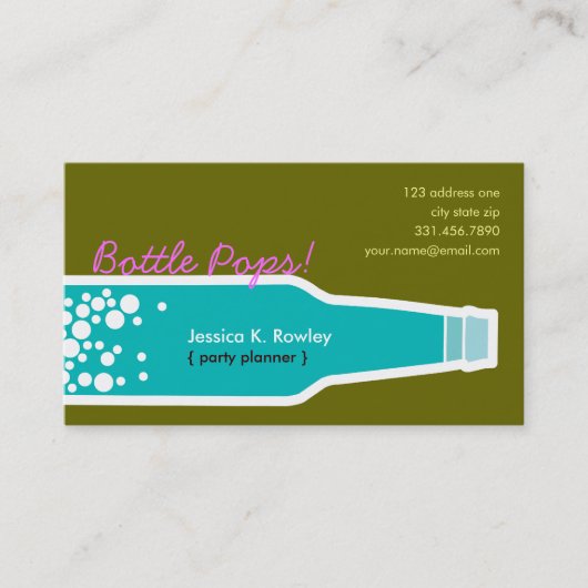 Flasche Pop Blue Fun Custom Profil Business Card Visitenkarte (Vorderseite)