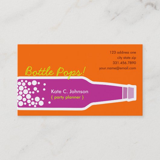 Flasche Pop Pink Spaß Custom Profil Visitenkarte (Vorderseite)