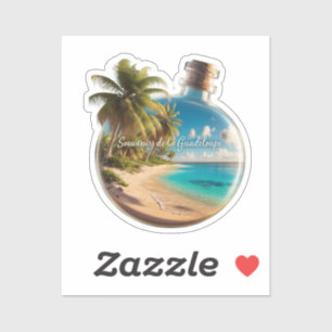 Flasche Souvenir Guadeloupe: Tropischer Strand  Aufkleber