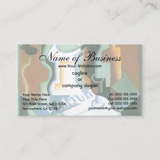 Flasche und Fruchtsäfte (1919) Kubismus von Juan G Visitenkarte (Vorderseite)